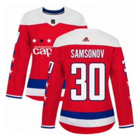 Womens Adidas Washington Capitals 30 Ilya Samsonov Authentic Red Alternate NHL Jersey 