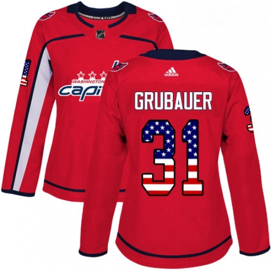 Womens Adidas Washington Capitals 31 Philipp Grubauer Authentic Red USA Flag Fashion NHL Jersey Womens Adidas Washington Capitals 31 Philipp Grubauer Authentic Red USA Flag Fashion NHL Jersey