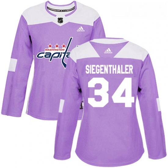 Womens Adidas Washington Capitals 34 Jonas Siegenthaler Authentic Purple Fights Cancer Practice NHL Jersey Womens Adidas Washington Capitals 34 Jonas Siegenthaler Authentic Purple Fights Cancer Practice NHL Jersey