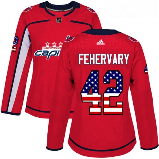 Womens Adidas Washington Capitals 42 Martin Fehervary Authentic Red USA Flag Fashion NHL Jerse Womens Adidas Washington Capitals 42 Martin Fehervary Authentic Red USA Flag Fashion NHL Jerse