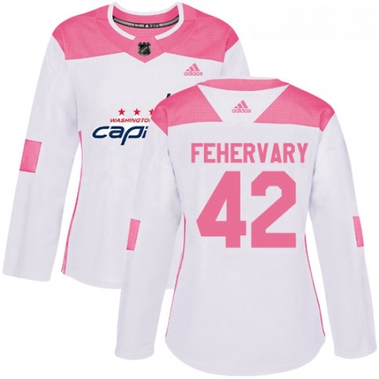 Womens Adidas Washington Capitals 42 Martin Fehervary Authentic White Pink Fashion NHL Jersey Womens Adidas Washington Capitals 42 Martin Fehervary Authentic White Pink Fashion NHL Jersey