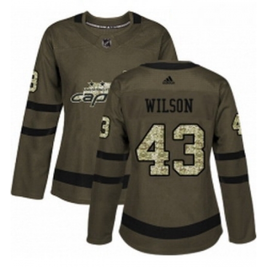 Womens Adidas Washington Capitals 43 Tom Wilson Authentic Green Salute to Service NHL Jersey Womens Adidas Washington Capitals 43 Tom Wilson Authentic Green Salute to Service NHL Jersey