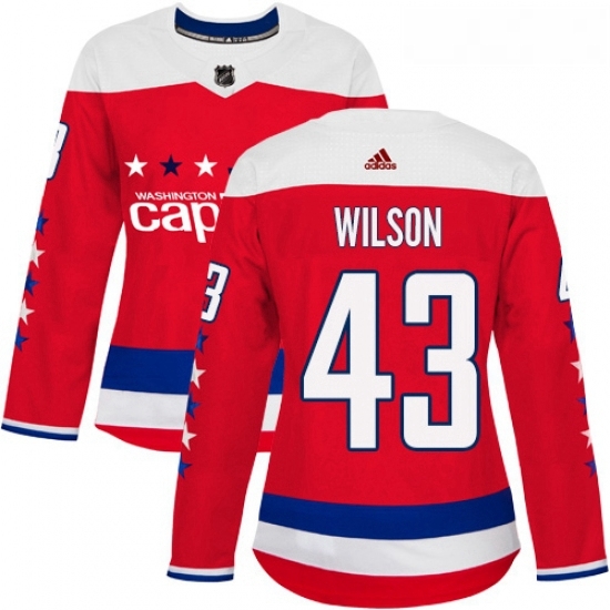 Womens Adidas Washington Capitals 43 Tom Wilson Authentic Red Alternate NHL Jersey 