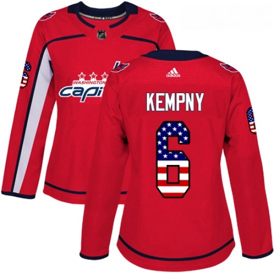 Womens Adidas Washington Capitals 6 Michal Kempny Authentic Red USA Flag Fashion NHL Jerse Womens Adidas Washington Capitals 6 Michal Kempny Authentic Red USA Flag Fashion NHL Jerse