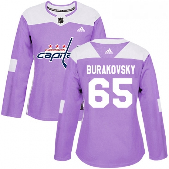 Womens Adidas Washington Capitals 65 Andre Burakovsky Authentic Purple Fights Cancer Practice NHL Jersey Womens Adidas Washington Capitals 65 Andre Burakovsky Authentic Purple Fights Cancer Practice NHL Jersey