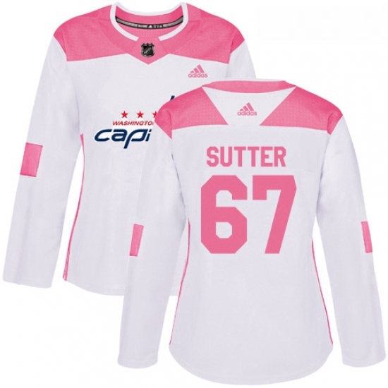 Womens Adidas Washington Capitals 67 Riley Sutter Authentic White Pink Fashion NHL Jerse Womens Adidas Washington Capitals 67 Riley Sutter Authentic White Pink Fashion NHL Jerse