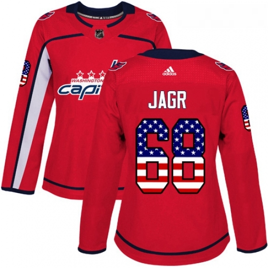 Womens Adidas Washington Capitals 68 Jaromir Jagr Authentic Red USA Flag Fashion NHL Jersey Womens Adidas Washington Capitals 68 Jaromir Jagr Authentic Red USA Flag Fashion NHL Jersey