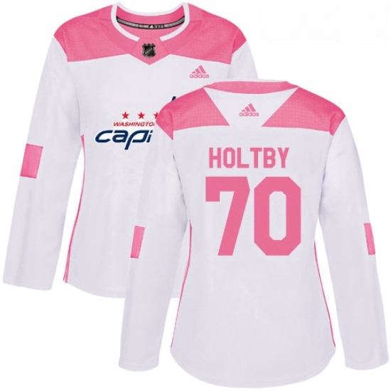 Womens Adidas Washington Capitals 70 Braden Holtby Authentic WhitePink Fashion NHL Jersey Womens Adidas Washington Capitals 70 Braden Holtby Authentic WhitePink Fashion NHL Jersey