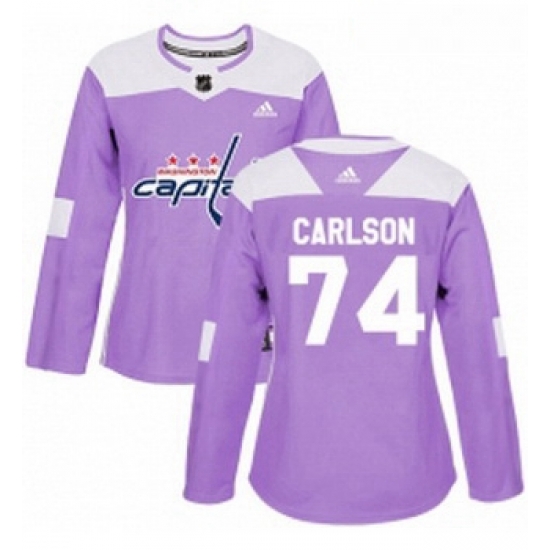 Womens Adidas Washington Capitals 74 John Carlson Authentic Purple Fights Cancer Practice NHL Jersey Womens Adidas Washington Capitals 74 John Carlson Authentic Purple Fights Cancer Practice NHL Jersey