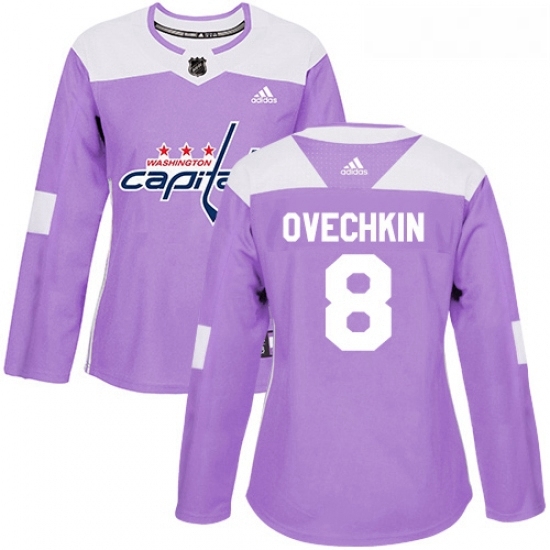 Womens Adidas Washington Capitals 8 Alex Ovechkin Authentic Purple Fights Cancer Practice NHL Jersey Womens Adidas Washington Capitals 8 Alex Ovechkin Authentic Purple Fights Cancer Practice NHL Jersey