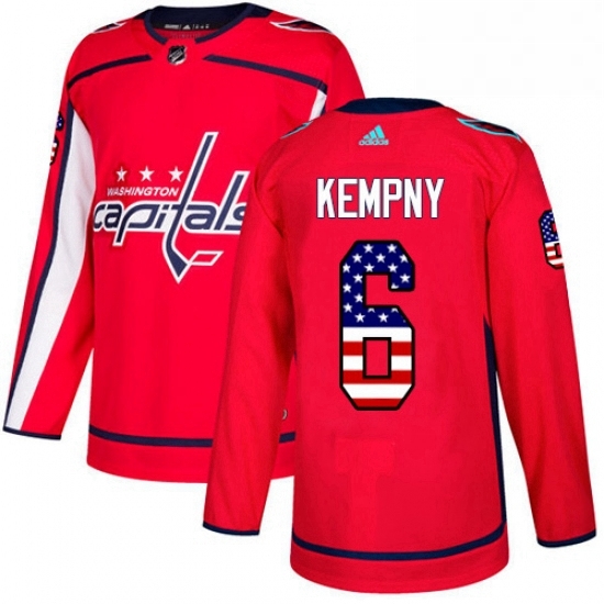 Youth Adidas Washington Capitals 6 Michal Kempny Authentic Red USA Flag Fashion NHL Jerse Youth Adidas Washington Capitals 6 Michal Kempny Authentic Red USA Flag Fashion NHL Jerse