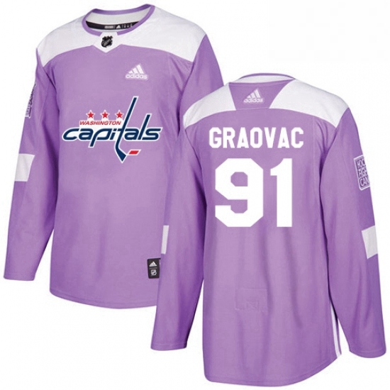 Youth Adidas Washington Capitals 91 Tyler Graovac Authentic Purple Fights Cancer Practice NHL Jersey Youth Adidas Washington Capitals 91 Tyler Graovac Authentic Purple Fights Cancer Practice NHL Jersey