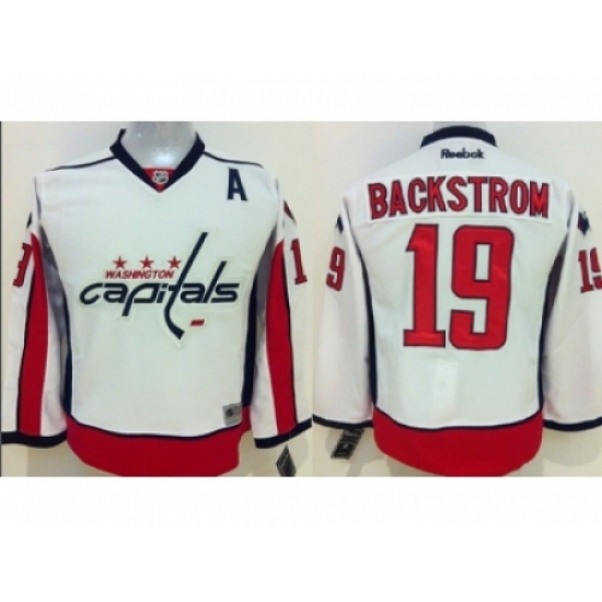 Youth NHL Washington Capitals #19 Nicklas Backstrom Stitched white jerseys Youth NHL Washington Capitals #19 Nicklas Backstrom Stitched white jerseys