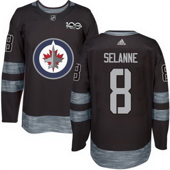 Jets #8 Teemu Selanne Black 1917 2017 100th Anniversary Stitched NHL Jersey Jets #8 Teemu Selanne Black 1917 2017 100th Anniversary Stitched NHL Jersey