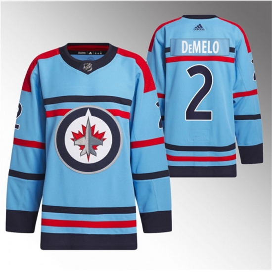Men Winnipeg Jets 2 Dylan DeMelo Light Blue Anniversary Primegreen Stitched Jersey Men Winnipeg Jets 2 Dylan DeMelo Light Blue Anniversary Primegreen Stitched Jersey