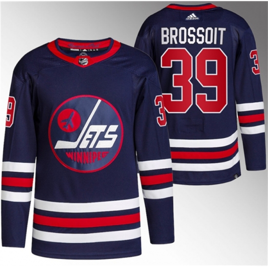Men Winnipeg Jets 39 Laurent Brossoit 2021 22 Navy Stitched Jersey Men Winnipeg Jets 39 Laurent Brossoit 2021 22 Navy Stitched Jersey