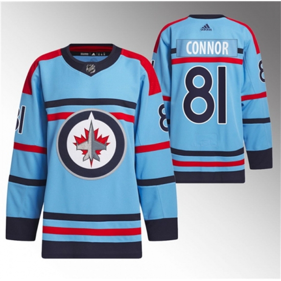 Men Winnipeg Jets 81 Kyle Connor Light Blue Anniversary Primegreen Stitched Jersey Men Winnipeg Jets 81 Kyle Connor Light Blue Anniversary Primegreen Stitched Jersey