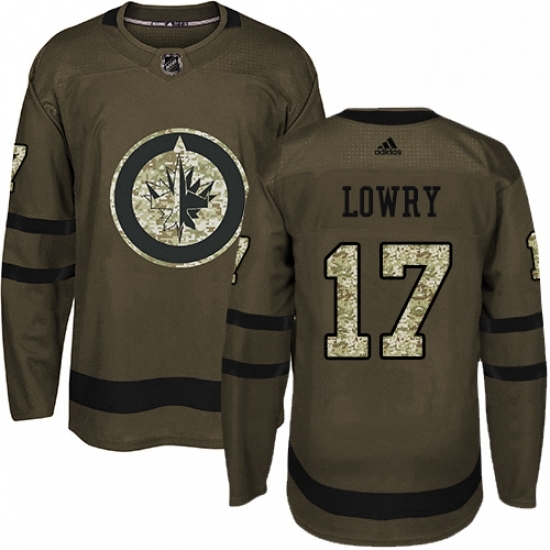 Mens Adidas Winnipeg Jets 17 Adam Lowry Premier Green Salute to Service NHL Jersey Mens Adidas Winnipeg Jets 17 Adam Lowry Premier Green Salute to Service NHL Jersey