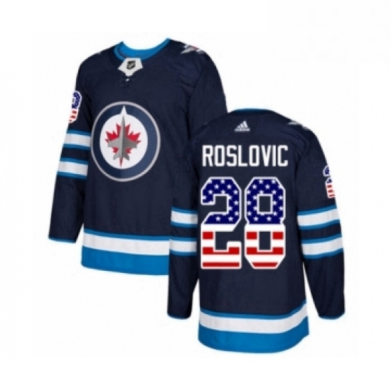 Mens Adidas Winnipeg Jets 28 Jack Roslovic Authentic Navy Blue USA Flag Fashion NHL Jersey Mens Adidas Winnipeg Jets 28 Jack Roslovic Authentic Navy Blue USA Flag Fashion NHL Jersey