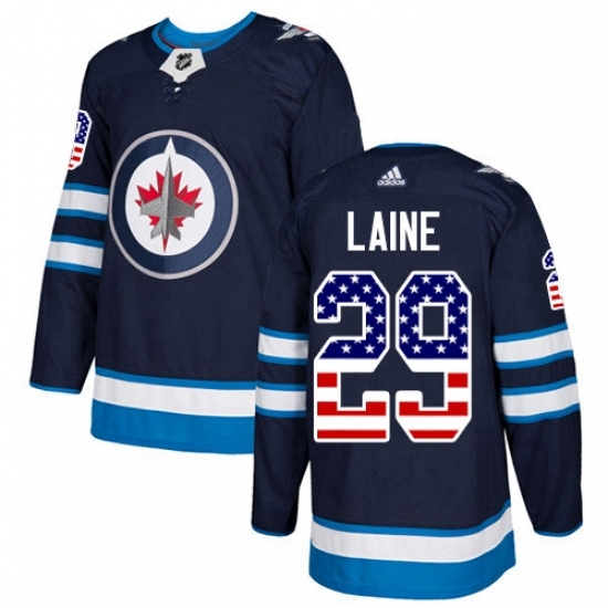 Mens Adidas Winnipeg Jets 29 Patrik Laine Authentic Navy Blue USA Flag Fashion NHL Jersey Mens Adidas Winnipeg Jets 29 Patrik Laine Authentic Navy Blue USA Flag Fashion NHL Jersey
