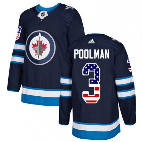 Mens Adidas Winnipeg Jets 3 Tucker Poolman Authentic Navy Blue USA Flag Fashion NHL Jersey Mens Adidas Winnipeg Jets 3 Tucker Poolman Authentic Navy Blue USA Flag Fashion NHL Jersey