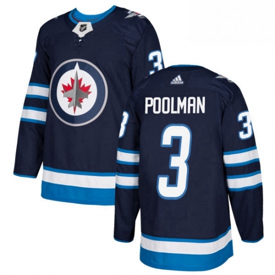 Mens Adidas Winnipeg Jets 3 Tucker Poolman Premier Navy Blue Home NHL Jersey Mens Adidas Winnipeg Jets 3 Tucker Poolman Premier Navy Blue Home NHL Jersey