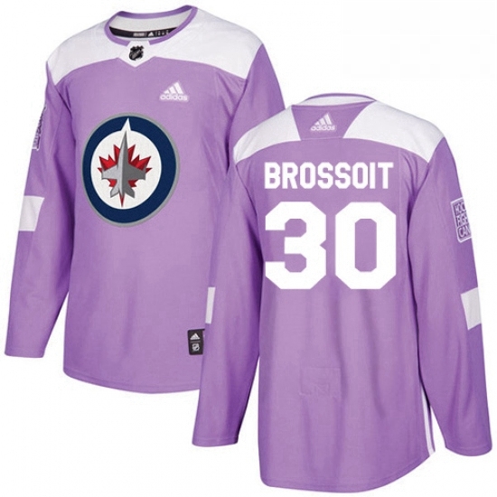 Mens Adidas Winnipeg Jets 30 Laurent Brossoit Authentic Purple Fights Cancer Practice NHL Jersey Mens Adidas Winnipeg Jets 30 Laurent Brossoit Authentic Purple Fights Cancer Practice NHL Jersey