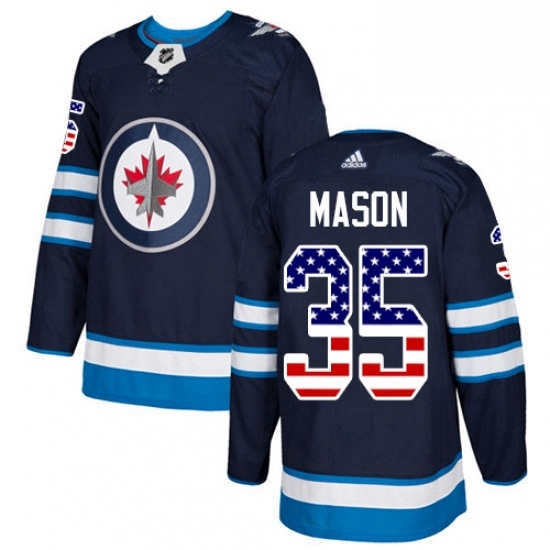 Mens Adidas Winnipeg Jets 35 Steve Mason Authentic Navy Blue USA Flag Fashion NHL Jersey Mens Adidas Winnipeg Jets 35 Steve Mason Authentic Navy Blue USA Flag Fashion NHL Jersey