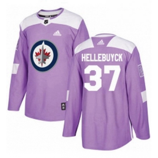 Mens Adidas Winnipeg Jets 37 Connor Hellebuyck Authentic Purple Fights Cancer Practice NHL Jersey Mens Adidas Winnipeg Jets 37 Connor Hellebuyck Authentic Purple Fights Cancer Practice NHL Jersey