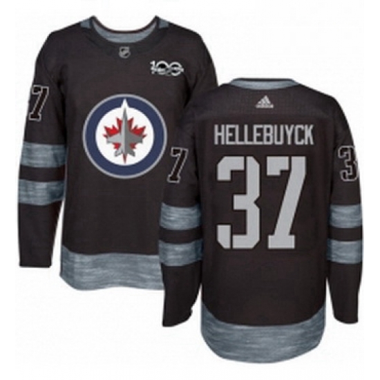 Mens Adidas Winnipeg Jets 37 Connor Hellebuyck Premier Black 1917 2017 100th Anniversary NHL Jersey Mens Adidas Winnipeg Jets 37 Connor Hellebuyck Premier Black 1917 2017 100th Anniversary NHL Jersey