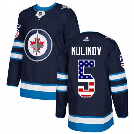 Mens Adidas Winnipeg Jets 5 Dmitry Kulikov Authentic Navy Blue USA Flag Fashion NHL Jersey Mens Adidas Winnipeg Jets 5 Dmitry Kulikov Authentic Navy Blue USA Flag Fashion NHL Jersey