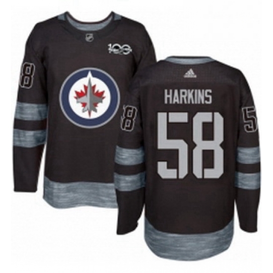 Mens Adidas Winnipeg Jets 58 Jansen Harkins Premier Black 1917 2017 100th Anniversary NHL Jersey Mens Adidas Winnipeg Jets 58 Jansen Harkins Premier Black 1917 2017 100th Anniversary NHL Jersey
