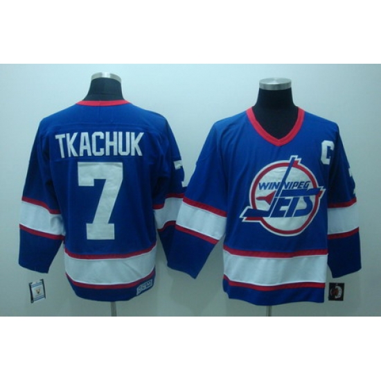 WINNIPEG JETS 7 KEITH TKACHUK CCM VINTAGE blue Jerseys WINNIPEG JETS 7 KEITH TKACHUK CCM VINTAGE blue Jerseys