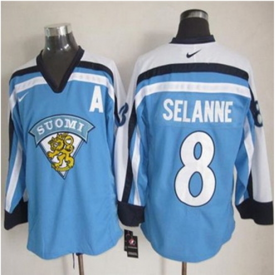 Winnipeg Jets #8 Teemu Selanne Light Blue Nike Throwback Stitched NHL Jersey Winnipeg Jets #8 Teemu Selanne Light Blue Nike Throwback Stitched NHL Jersey
