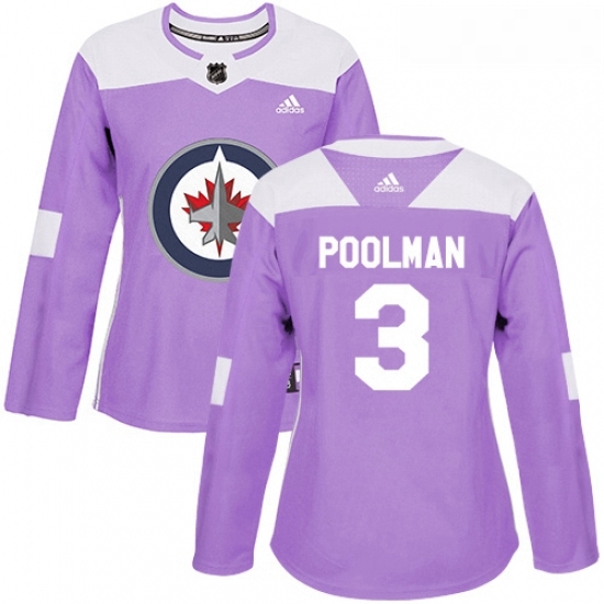 Womens Adidas Winnipeg Jets 3 Tucker Poolman Authentic Purple Fights Cancer Practice NHL Jersey Womens Adidas Winnipeg Jets 3 Tucker Poolman Authentic Purple Fights Cancer Practice NHL Jersey