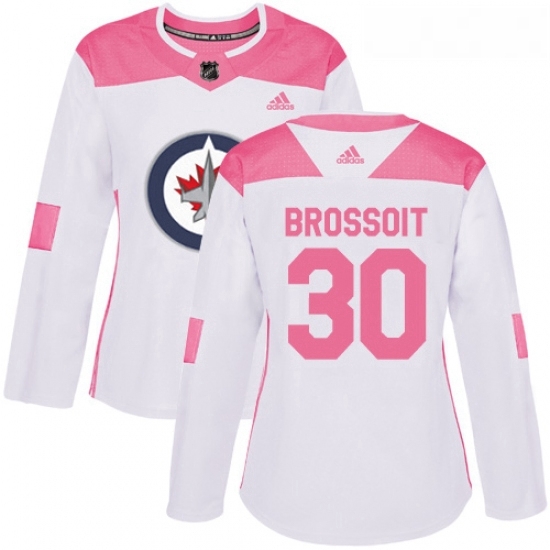 Womens Adidas Winnipeg Jets 30 Laurent Brossoit Authentic White Pink Fashion NHL Jersey Womens Adidas Winnipeg Jets 30 Laurent Brossoit Authentic White Pink Fashion NHL Jersey