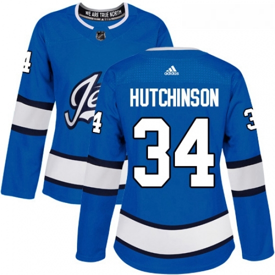 Womens Adidas Winnipeg Jets 34 Michael Hutchinson Authentic Blue Alternate NHL Jersey Womens Adidas Winnipeg Jets 34 Michael Hutchinson Authentic Blue Alternate NHL Jersey