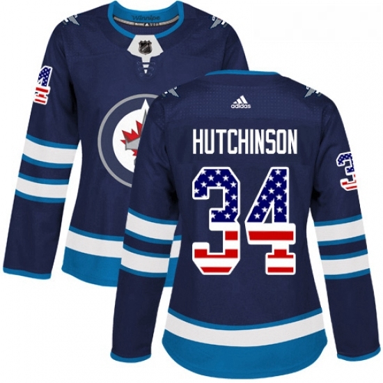 Womens Adidas Winnipeg Jets 34 Michael Hutchinson Authentic Navy Blue USA Flag Fashion NHL Jersey Womens Adidas Winnipeg Jets 34 Michael Hutchinson Authentic Navy Blue USA Flag Fashion NHL Jersey