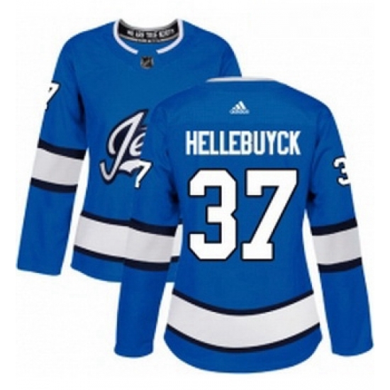 Womens Adidas Winnipeg Jets 37 Connor Hellebuyck Authentic Blue Alternate NHL Jersey Womens Adidas Winnipeg Jets 37 Connor Hellebuyck Authentic Blue Alternate NHL Jersey