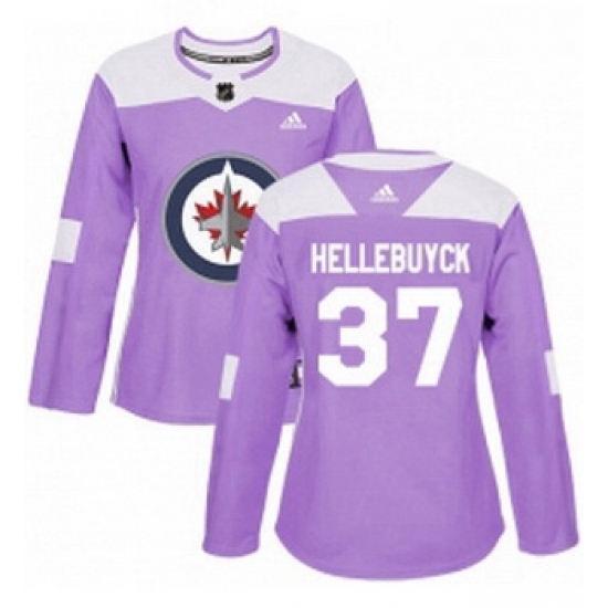 Womens Adidas Winnipeg Jets 37 Connor Hellebuyck Authentic Purple Fights Cancer Practice NHL Jersey Womens Adidas Winnipeg Jets 37 Connor Hellebuyck Authentic Purple Fights Cancer Practice NHL Jersey