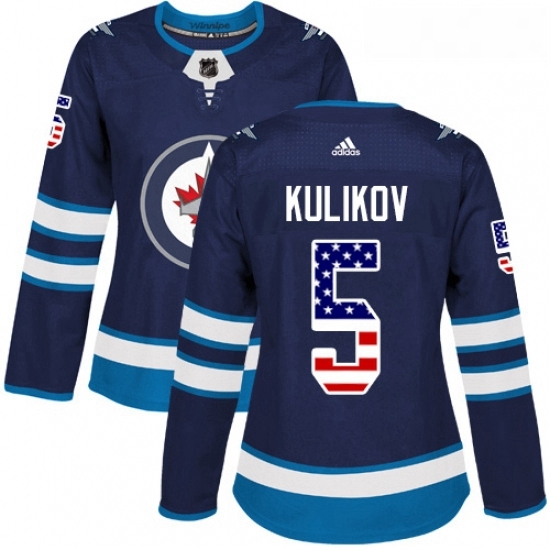 Womens Adidas Winnipeg Jets 5 Dmitry Kulikov Authentic Navy Blue USA Flag Fashion NHL Jersey Womens Adidas Winnipeg Jets 5 Dmitry Kulikov Authentic Navy Blue USA Flag Fashion NHL Jersey