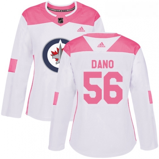Womens Adidas Winnipeg Jets 56 Marko Dano Authentic WhitePink Fashion NHL Jersey Womens Adidas Winnipeg Jets 56 Marko Dano Authentic WhitePink Fashion NHL Jersey