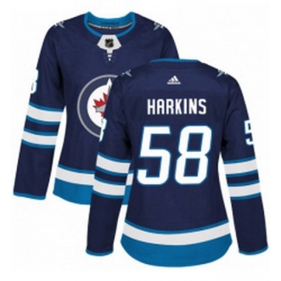 Womens Adidas Winnipeg Jets 58 Jansen Harkins Authentic Navy Blue Home NHL Jersey Womens Adidas Winnipeg Jets 58 Jansen Harkins Authentic Navy Blue Home NHL Jersey