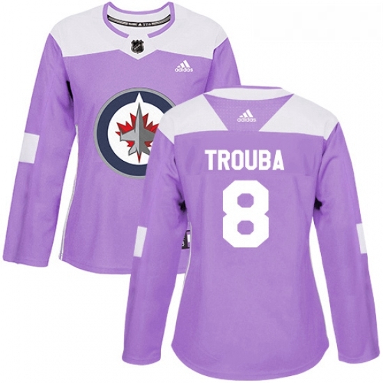 Womens Adidas Winnipeg Jets 8 Jacob Trouba Authentic Purple Fights Cancer Practice NHL Jersey Womens Adidas Winnipeg Jets 8 Jacob Trouba Authentic Purple Fights Cancer Practice NHL Jersey