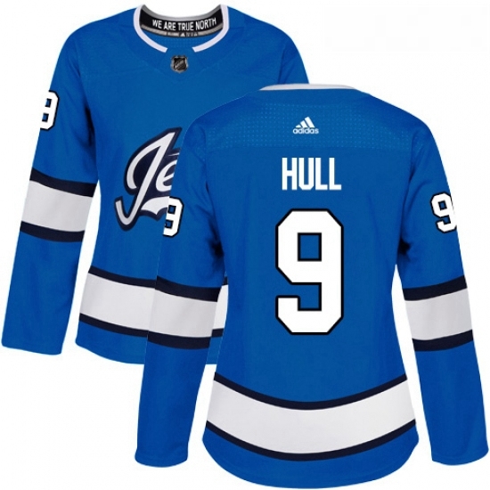 Womens Adidas Winnipeg Jets 9 Bobby Hull Authentic Blue Alternate NHL Jersey Womens Adidas Winnipeg Jets 9 Bobby Hull Authentic Blue Alternate NHL Jersey