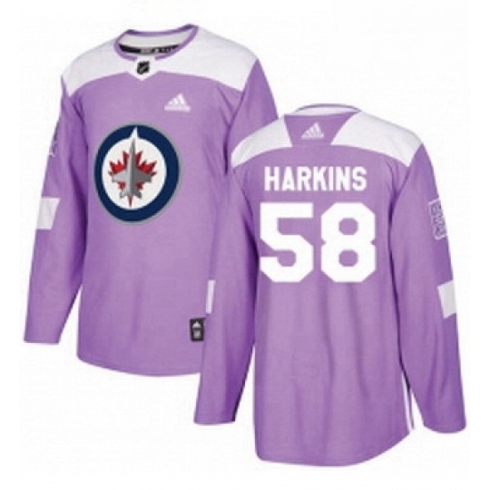 Youth Adidas Winnipeg Jets 58 Jansen Harkins Authentic Purple Fights Cancer Practice NHL Jersey Youth Adidas Winnipeg Jets 58 Jansen Harkins Authentic Purple Fights Cancer Practice NHL Jersey