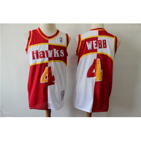 Hawks 4 Spud Webb Red Whhite 1986 87 Hardwood Classics Jersey Hawks 4 Spud Webb Red Whhite 1986 87 Hardwood Classics Jersey