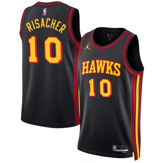 Men Atlanta Hawks 10 Zaccharie Risacher Black 2024 Draft Statement Edition Stitched Jersey Men Atlanta Hawks 10 Zaccharie Risacher Black 2024 Draft Statement Edition Stitched Jersey