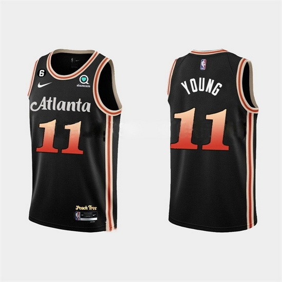 Men Atlanta Hawks 11 Trae Young 2022 23 Black City Edition Stitched Basketball Jersey Men Atlanta Hawks 11 Trae Young 2022 23 Black City Edition Stitched Basketball Jersey