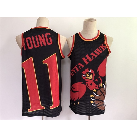 Men Atlanta Hawks 11 Trae Young Black Big Face Mitchell Ness Hardwood Classics Soul Swingman Throwback Jersey Men Atlanta Hawks 11 Trae Young Black Big Face Mitchell Ness Hardwood Classics Soul Swingman Throwback Jersey